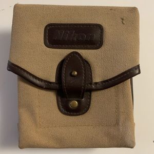 Vintage Nikon tan canvas lens filter case